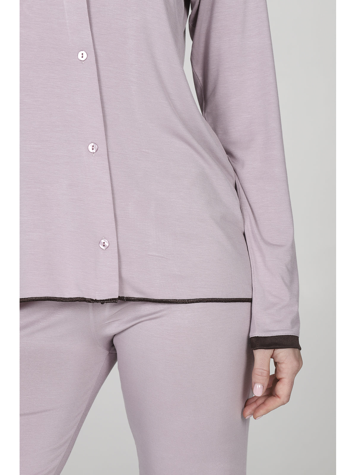 Pigiama donna cardigan con colletto in modal