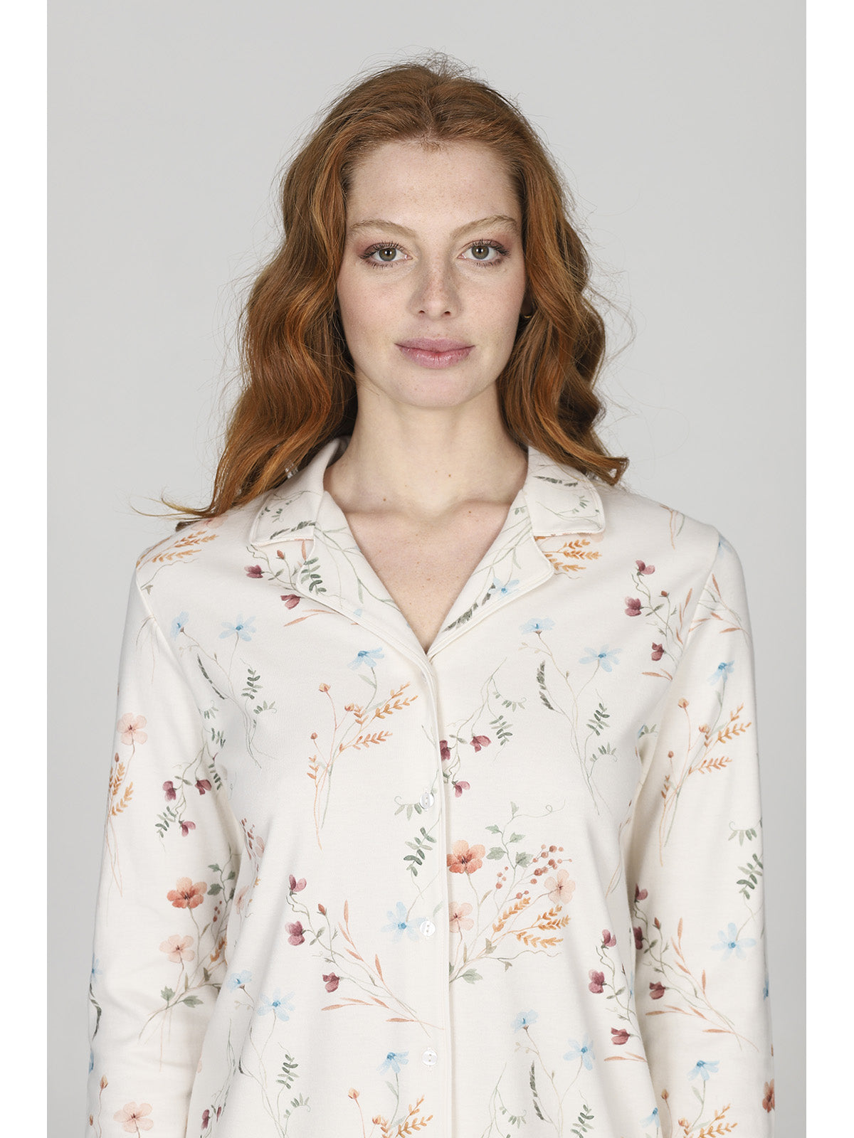 Romantico pigiama cardigan stampa a fiori