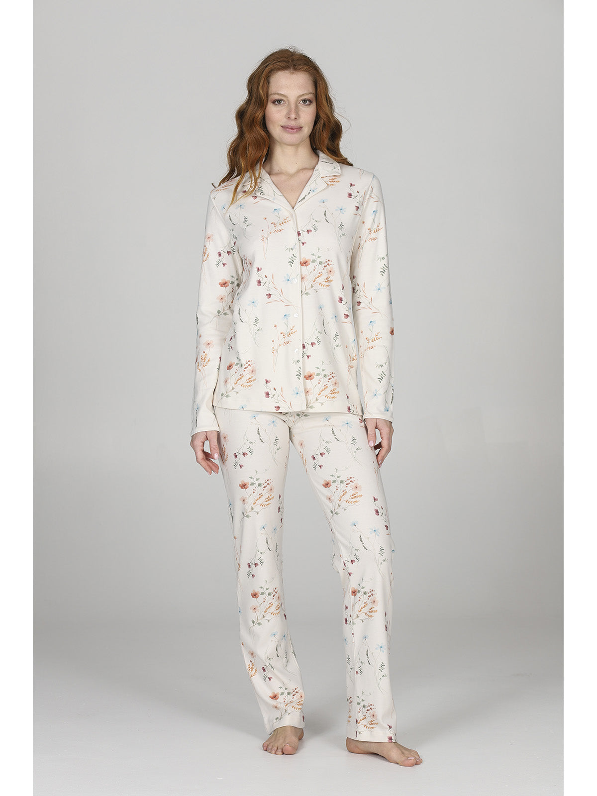 Romantico pigiama cardigan stampa a fiori