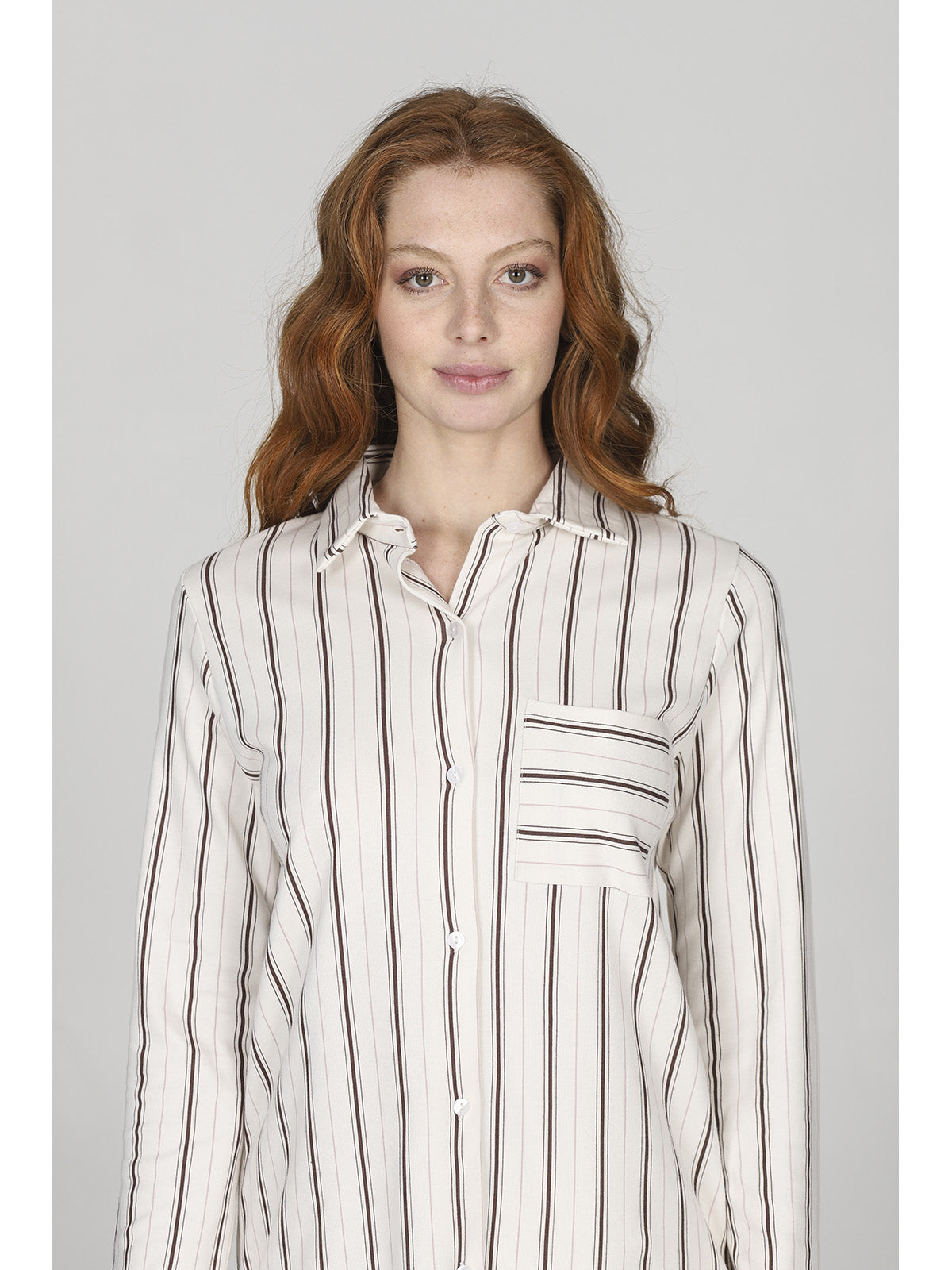Pigiama cardigan a righe in caldo cotone