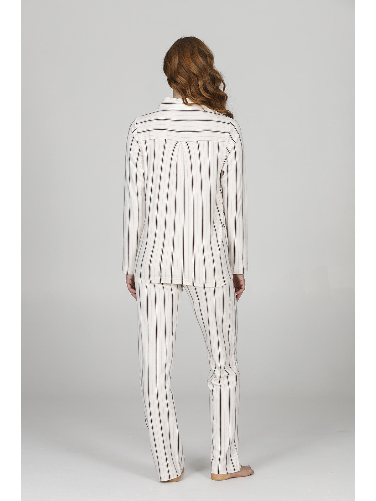 Pigiama cardigan a righe in caldo cotone