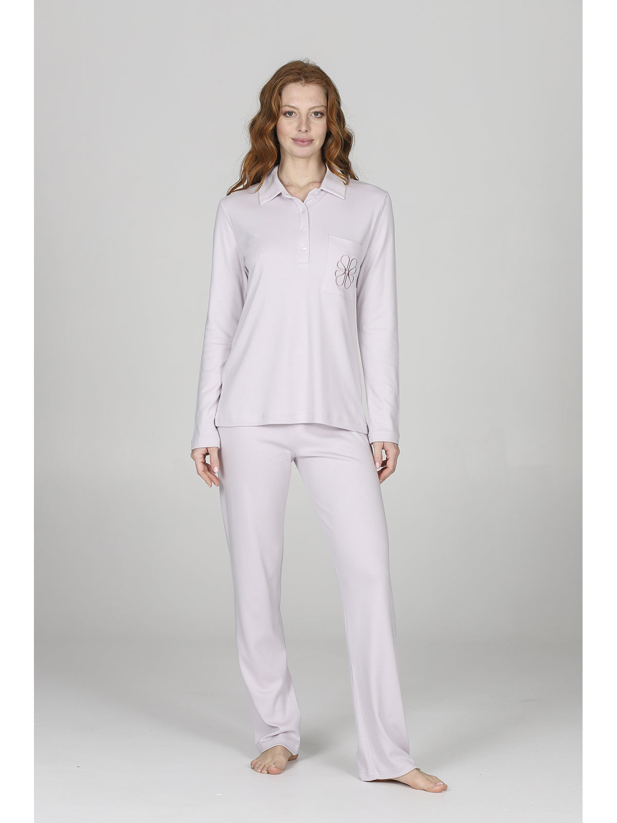 Pigiama donna a polo in cotone modal