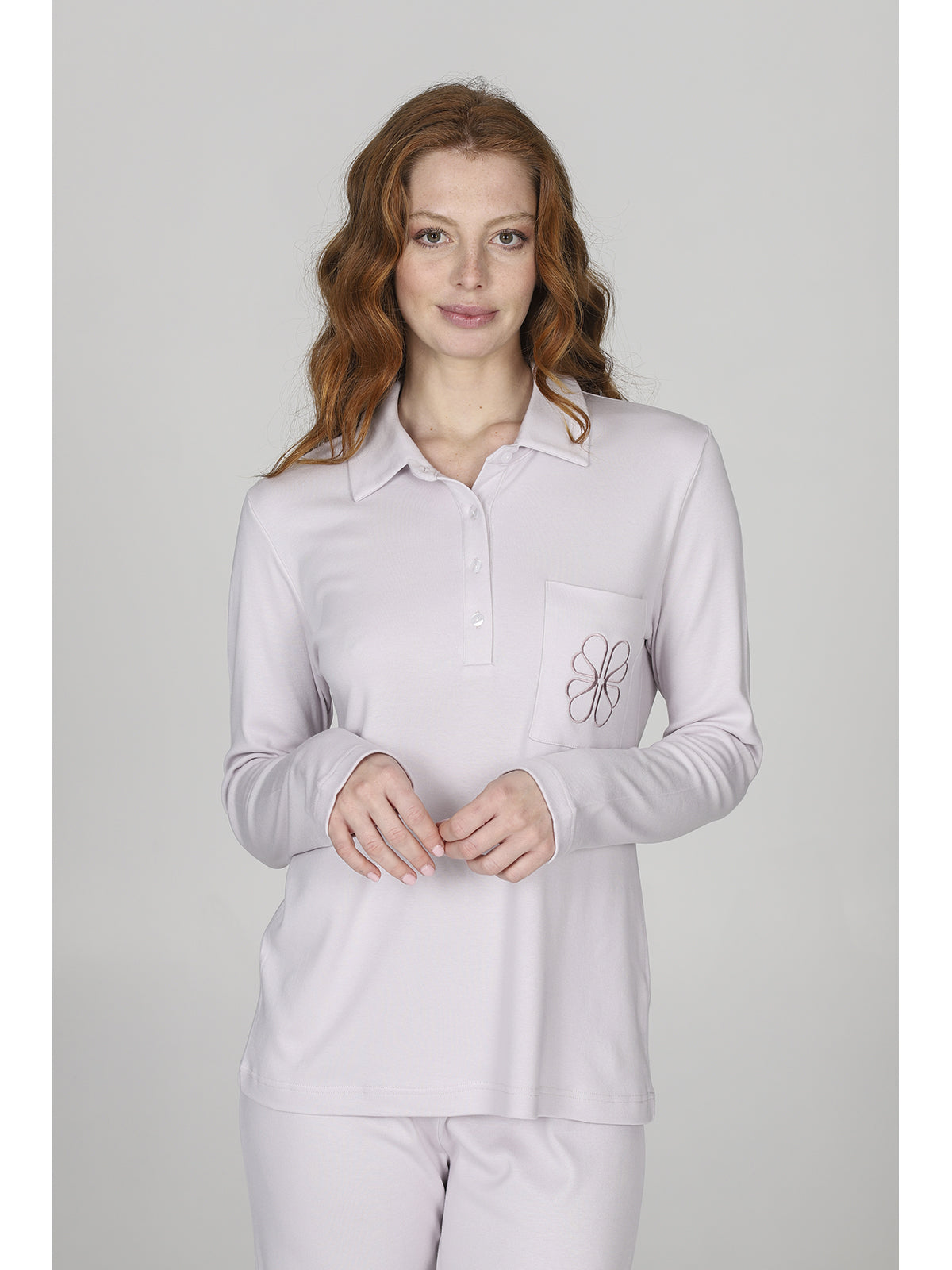 Pigiama donna a polo in cotone modal