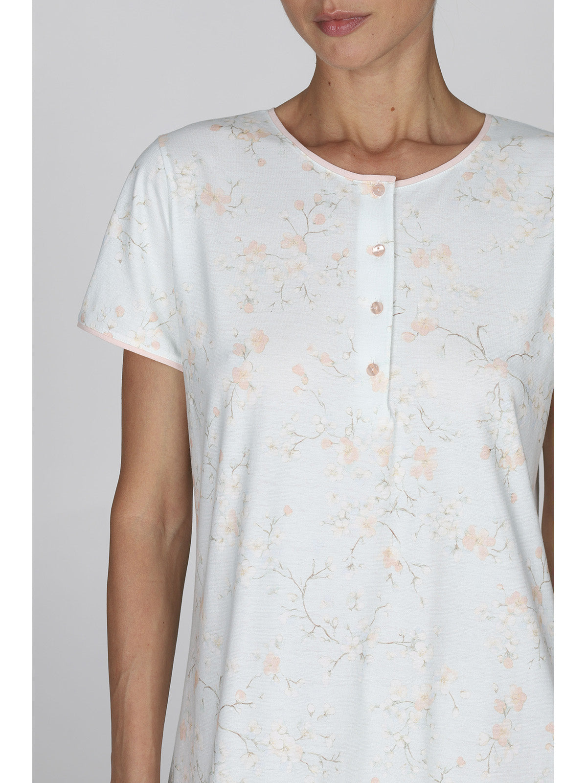 Fresca camicia da notte donna fantasia in puro cotone