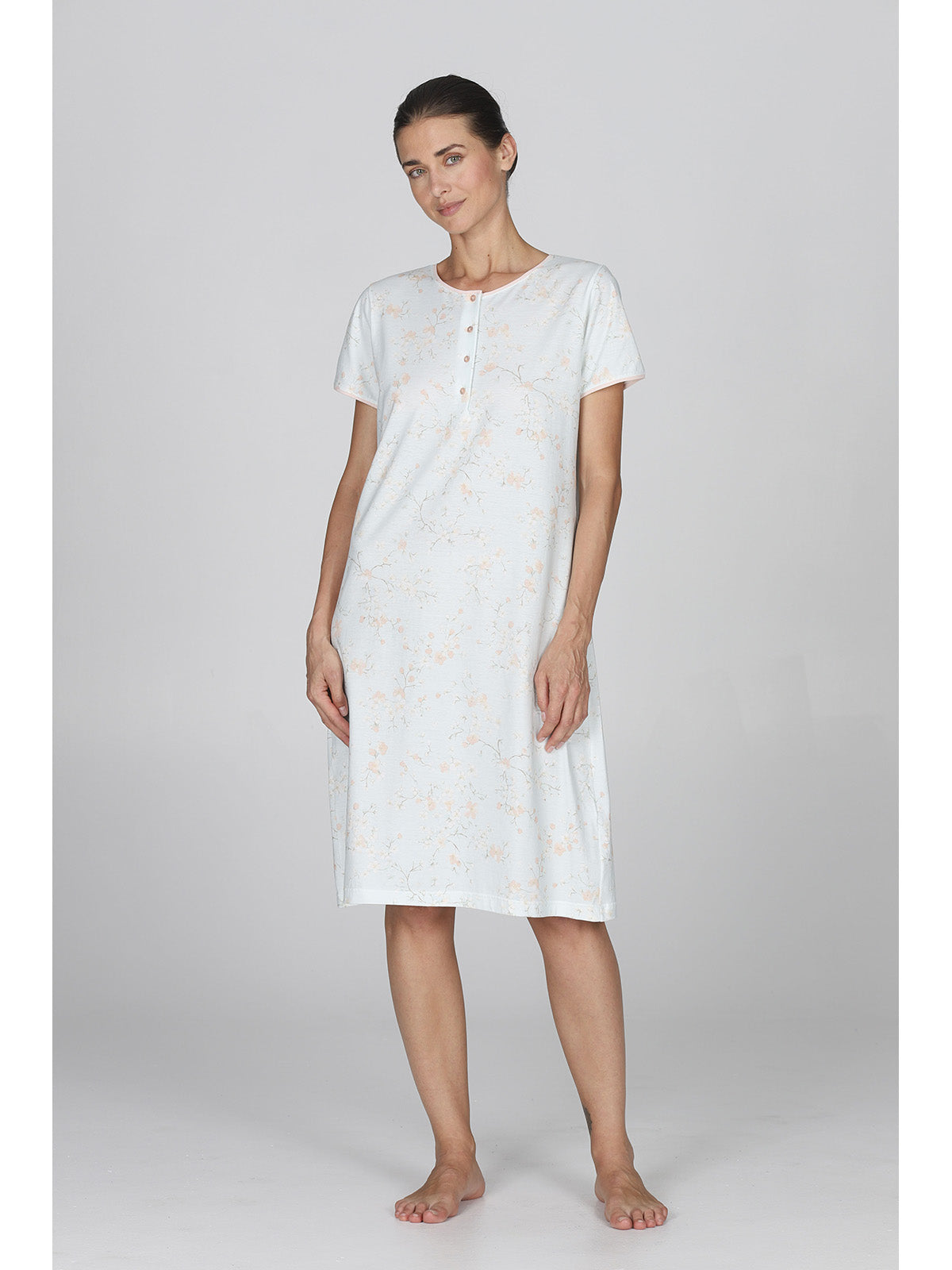 Fresca camicia da notte donna fantasia in puro cotone