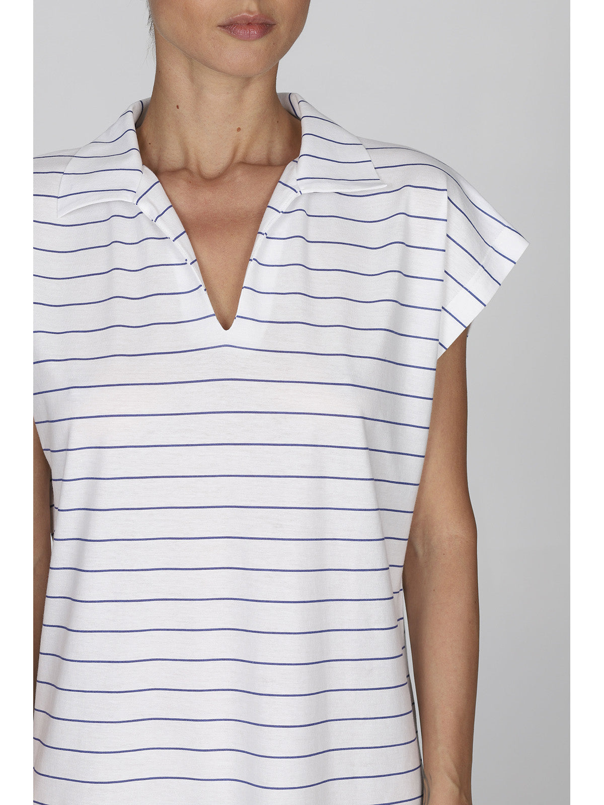 Fresca camicia da notte donna rigata in puro cotone