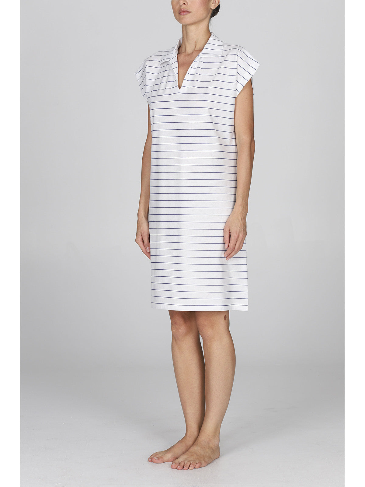 Fresca camicia da notte donna rigata in puro cotone