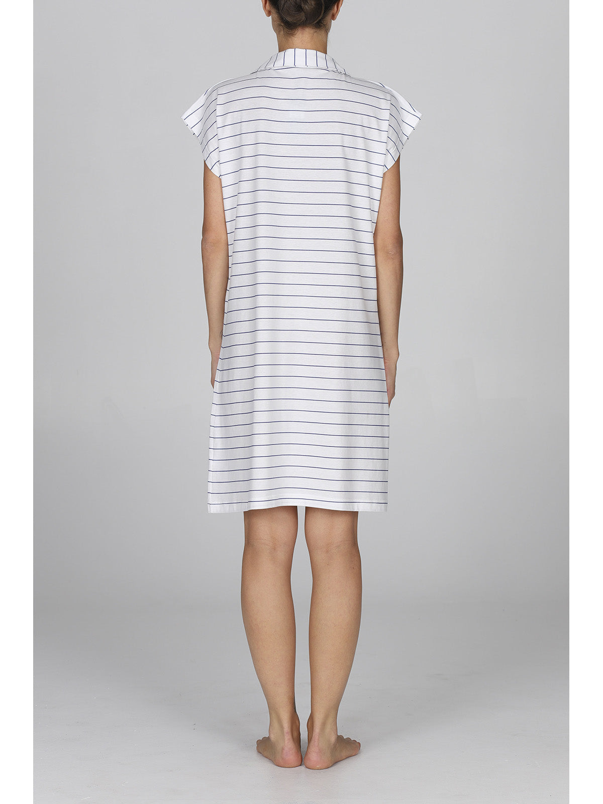 Fresca camicia da notte donna rigata in puro cotone