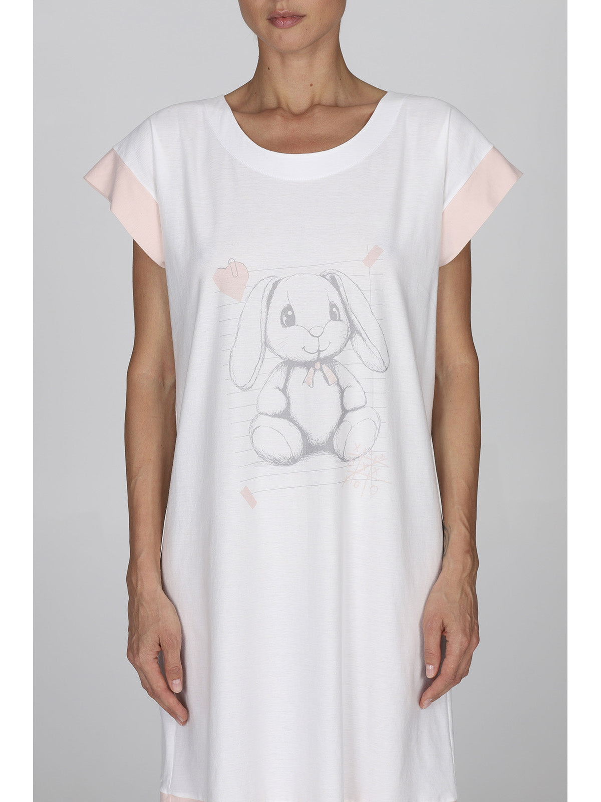 Camicia da notte stampa coniglietto in 100% cotone