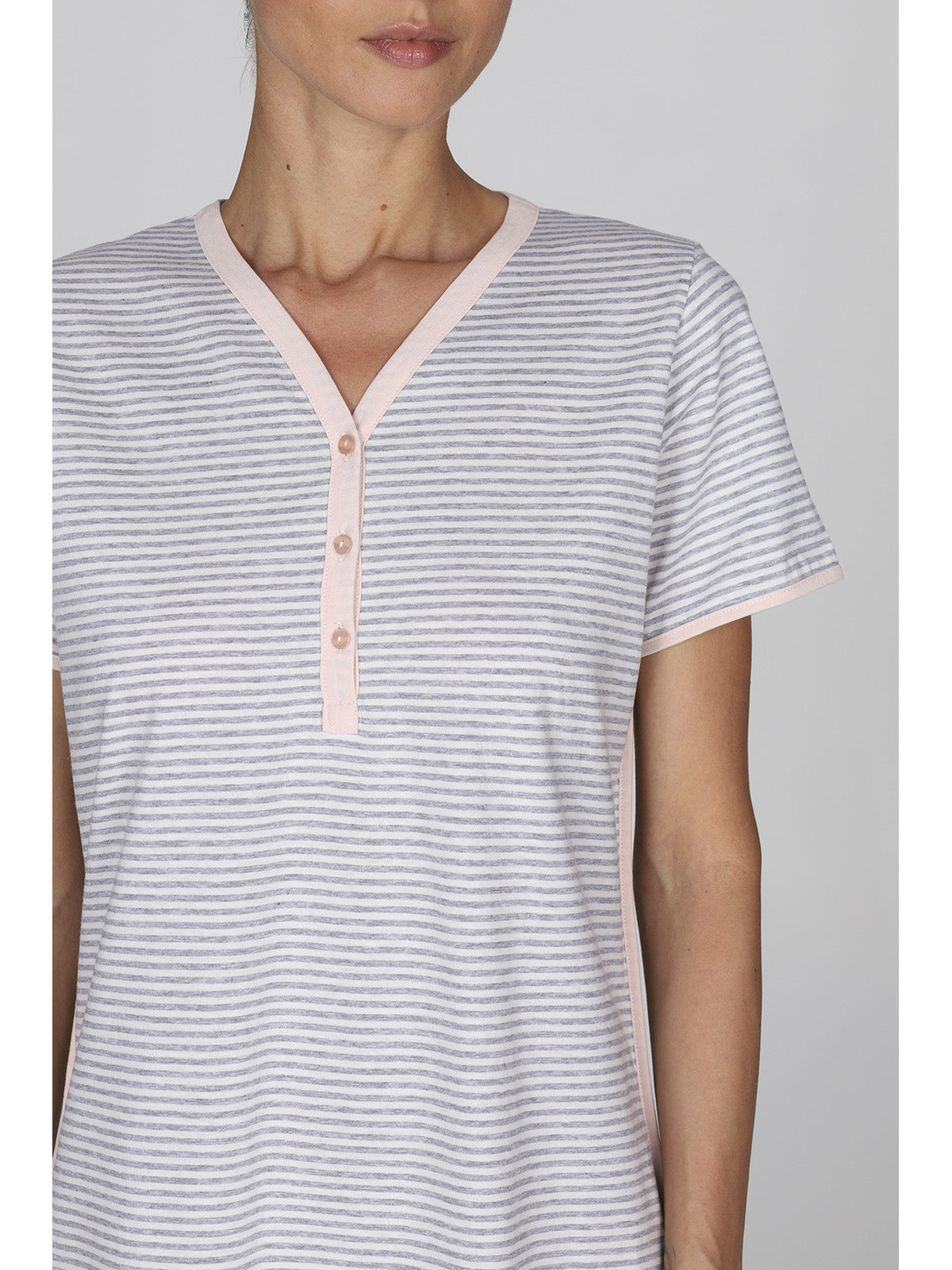Camicia da notte donna rigata in cotone tintofilo