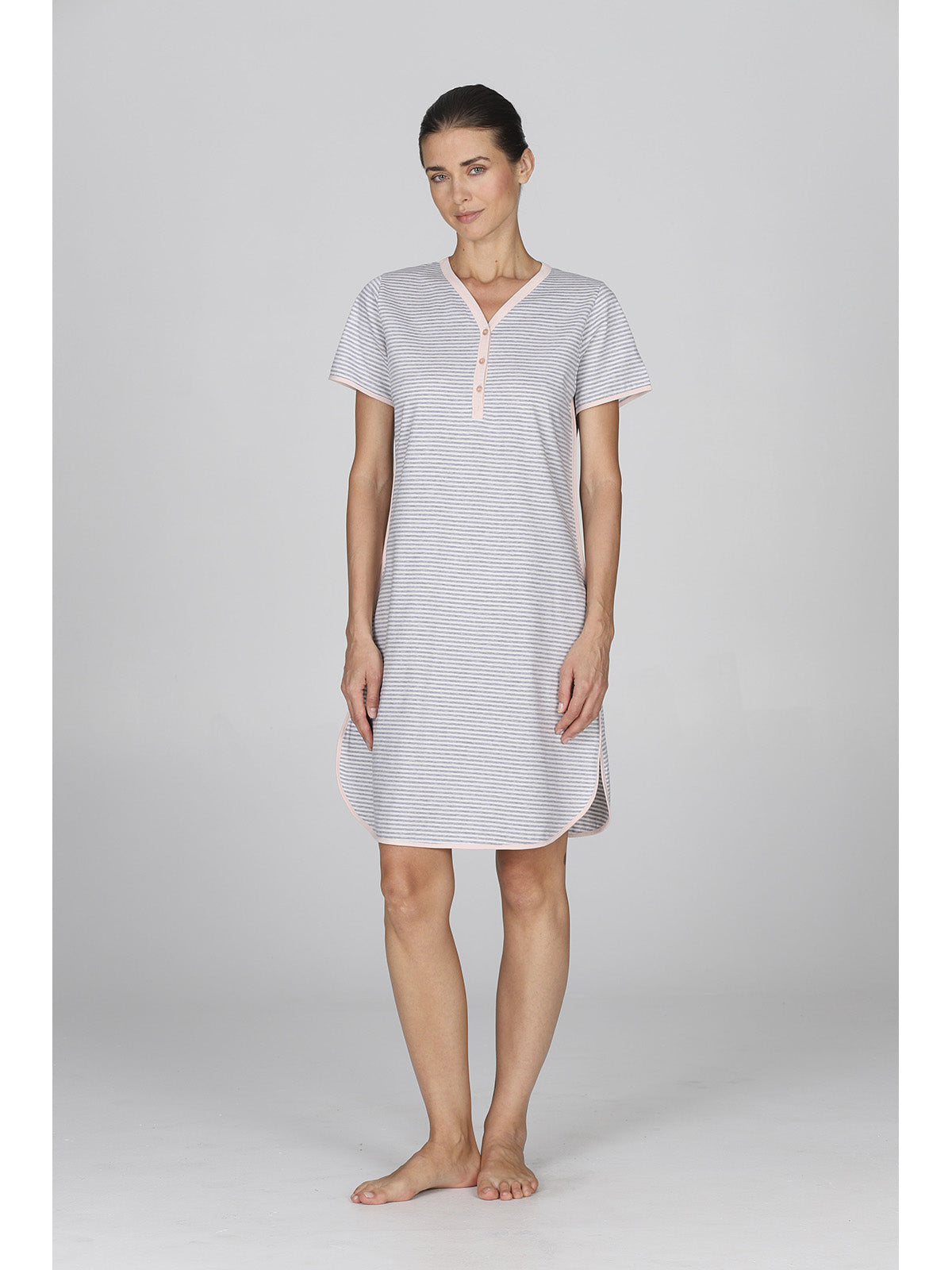 Camicia da notte donna rigata in cotone tintofilo