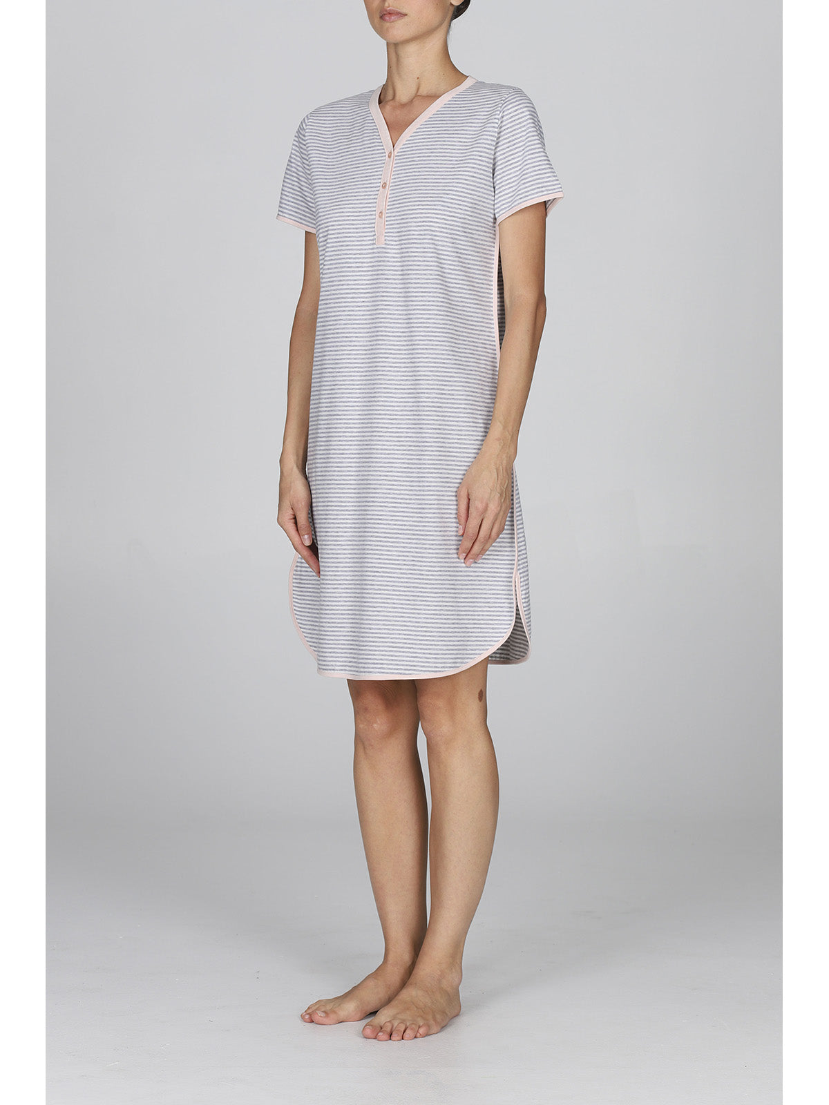 Camicia da notte donna rigata in cotone tintofilo