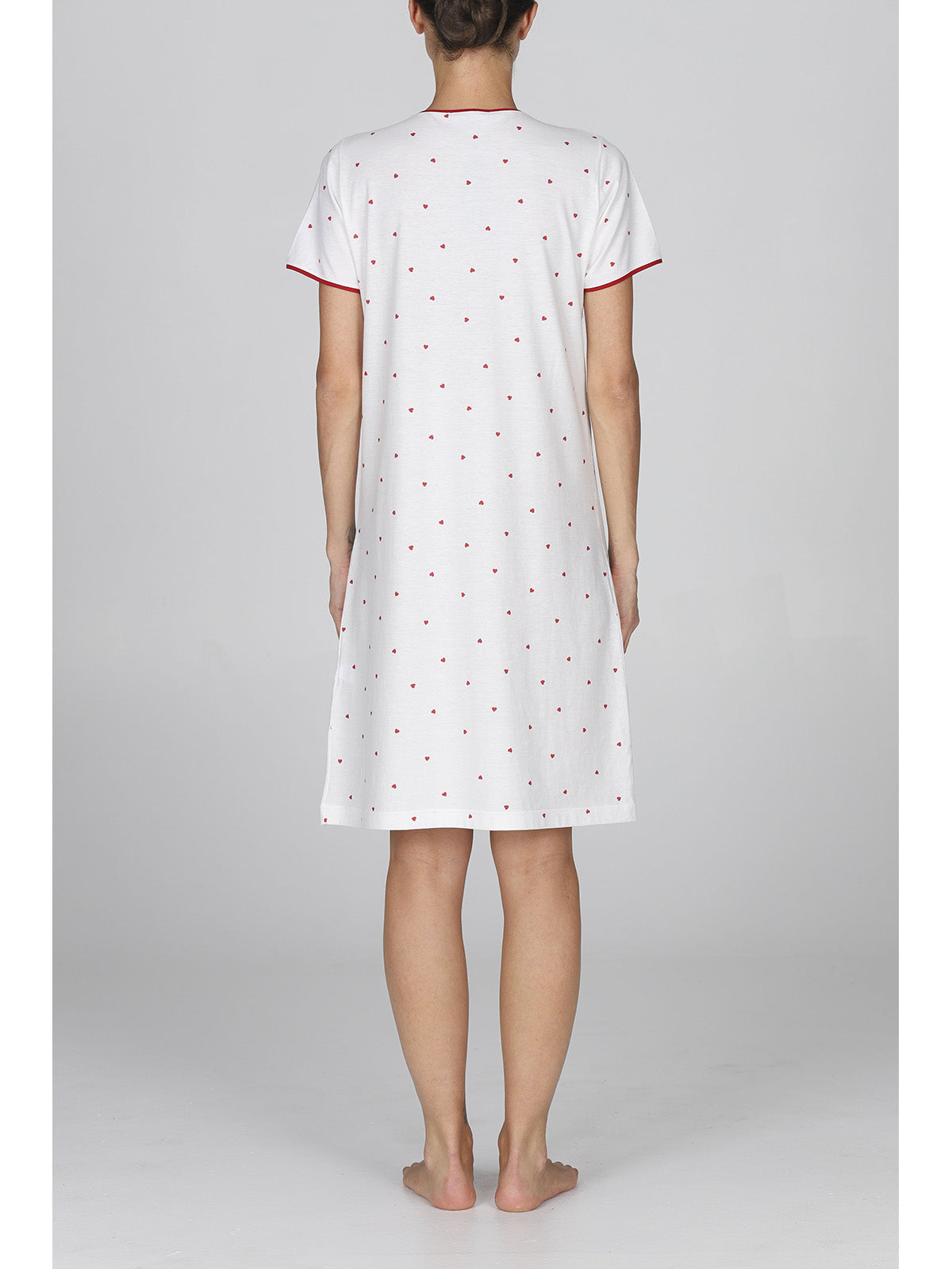 Camicia da notte con cuoricini rossi in 100% cotone