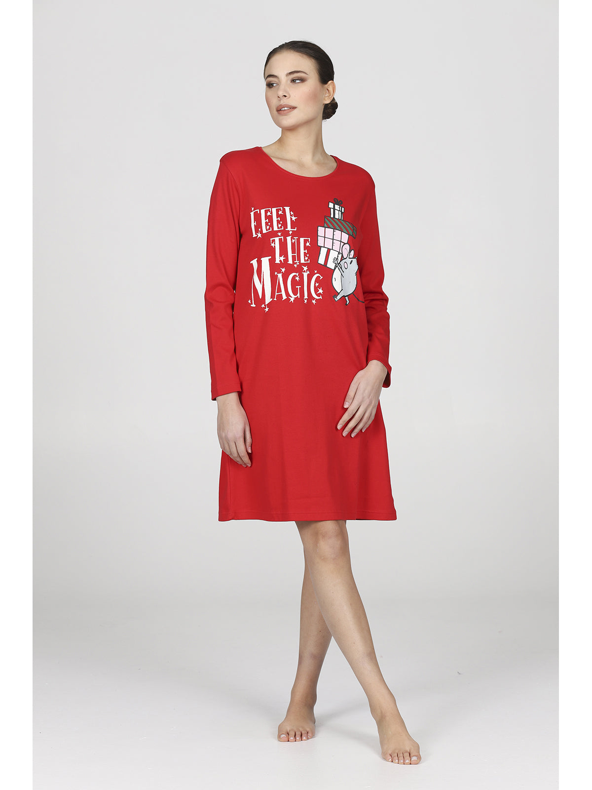 Camicia da notte invernale rossa