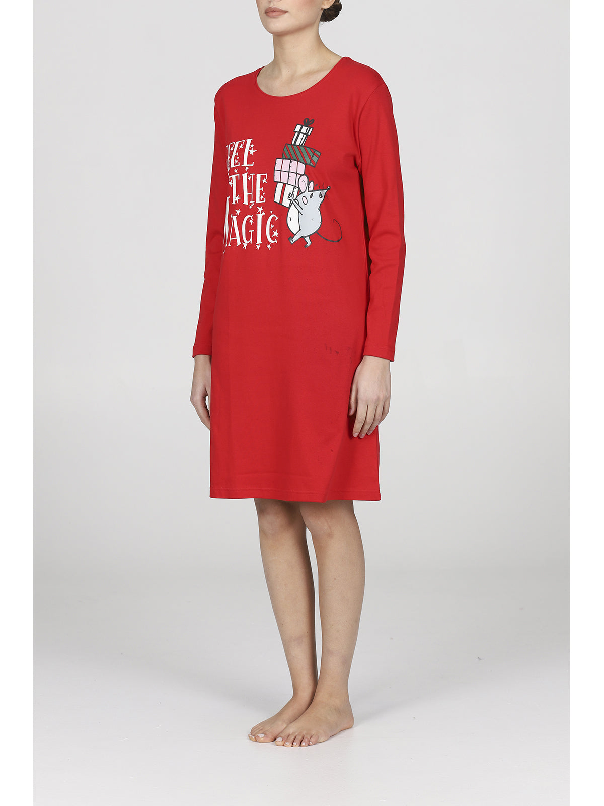 Camicia da notte invernale rossa