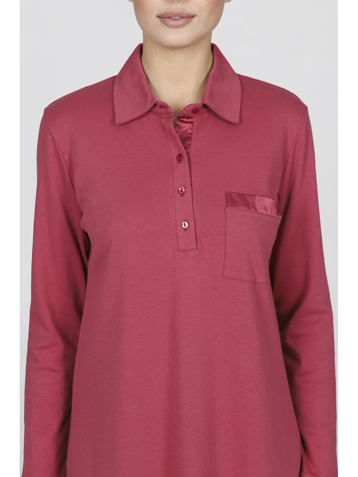 Camicia da notte lunga con colletto