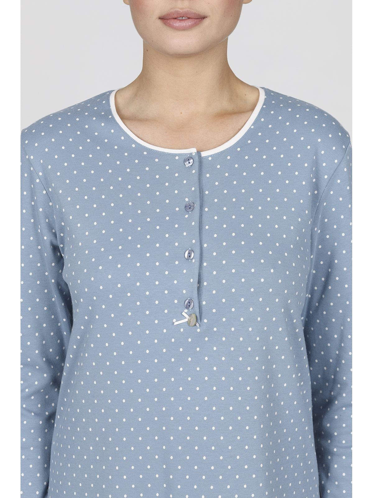 Raffinata camicia da notte in interlock a pois
