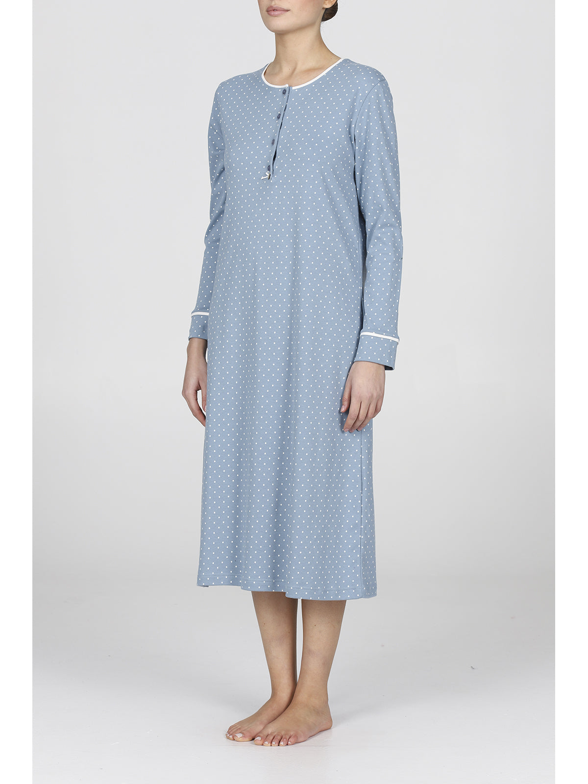 Raffinata camicia da notte in interlock a pois