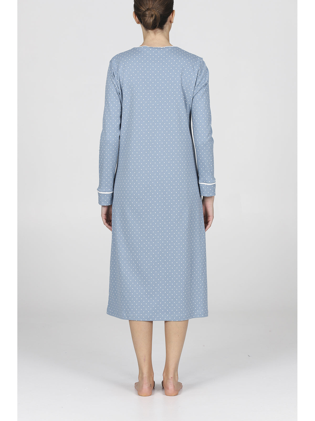 Raffinata camicia da notte in interlock a pois
