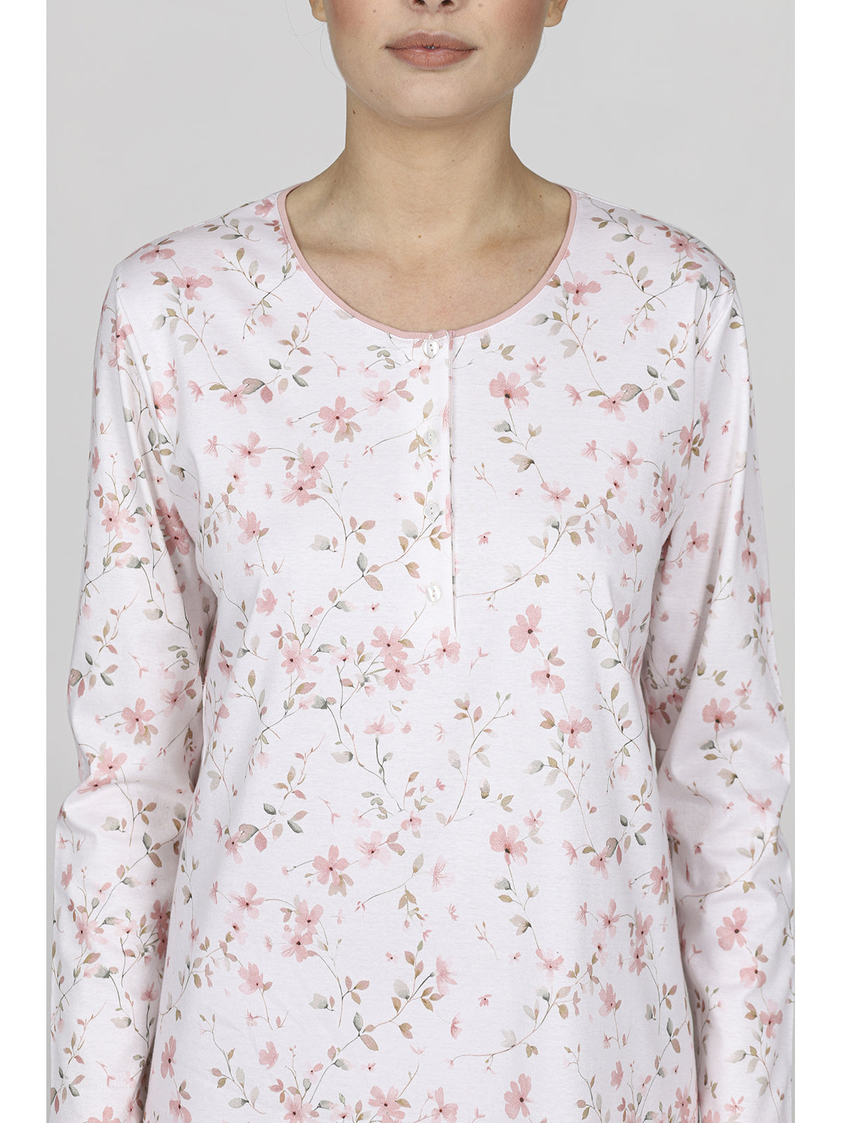 Romantica camicia da notte in interlock a fiori