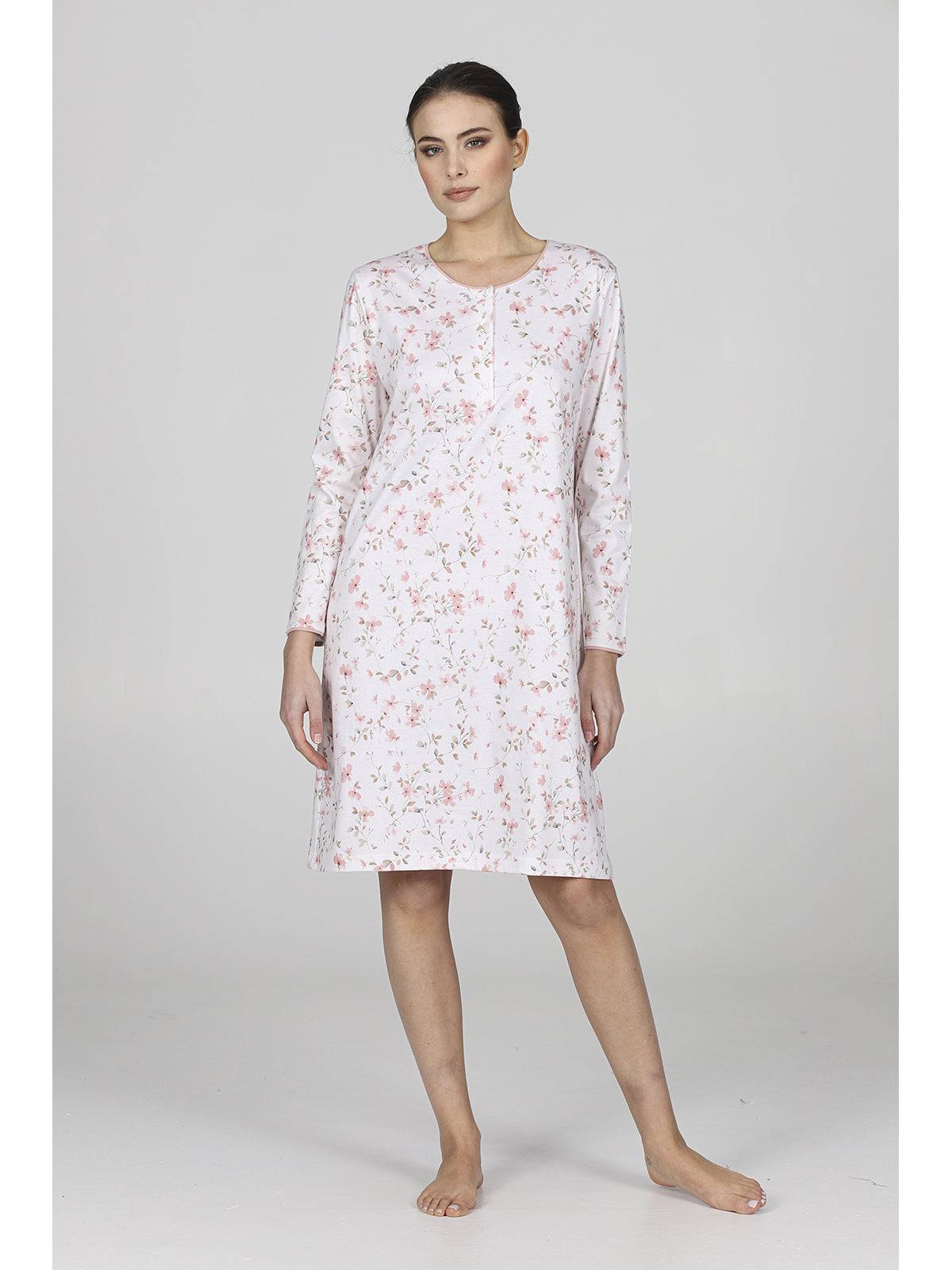 Romantica camicia da notte in interlock a fiori
