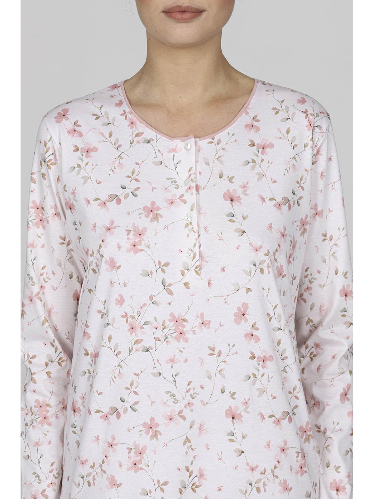 Romantica camicia da notte in interlock a fiori