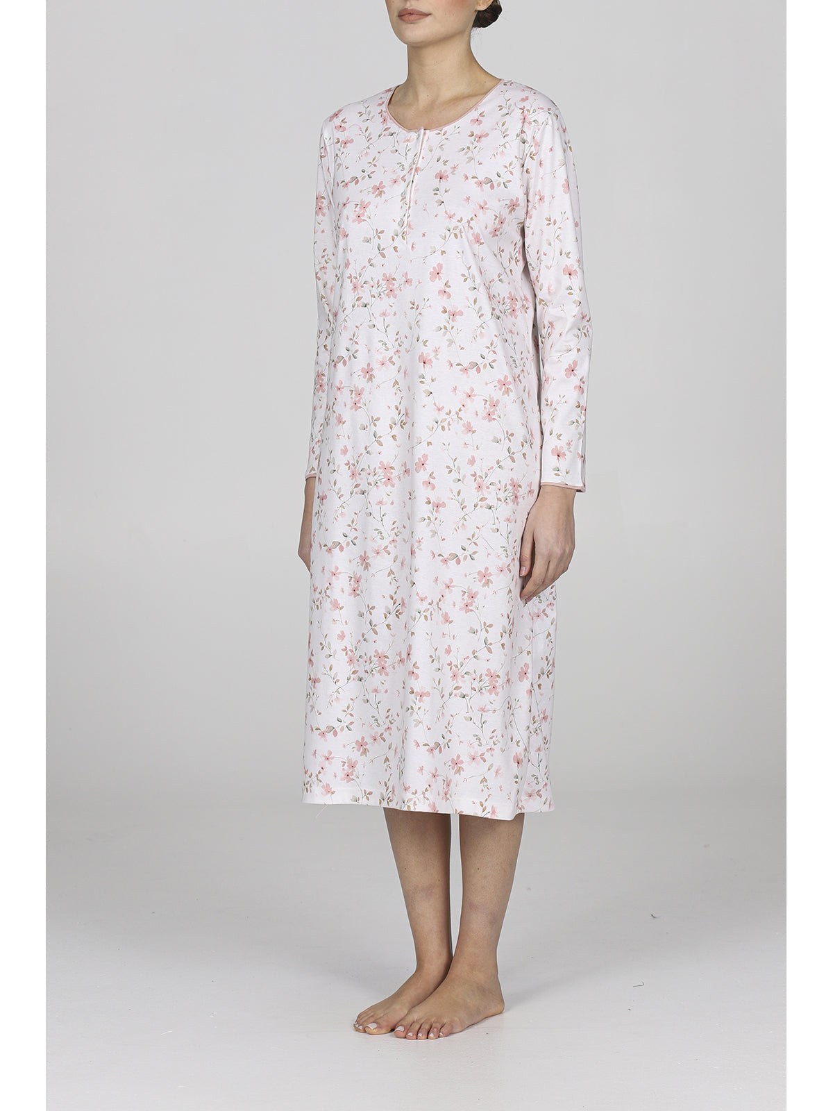 Romantica camicia da notte in interlock a fiori