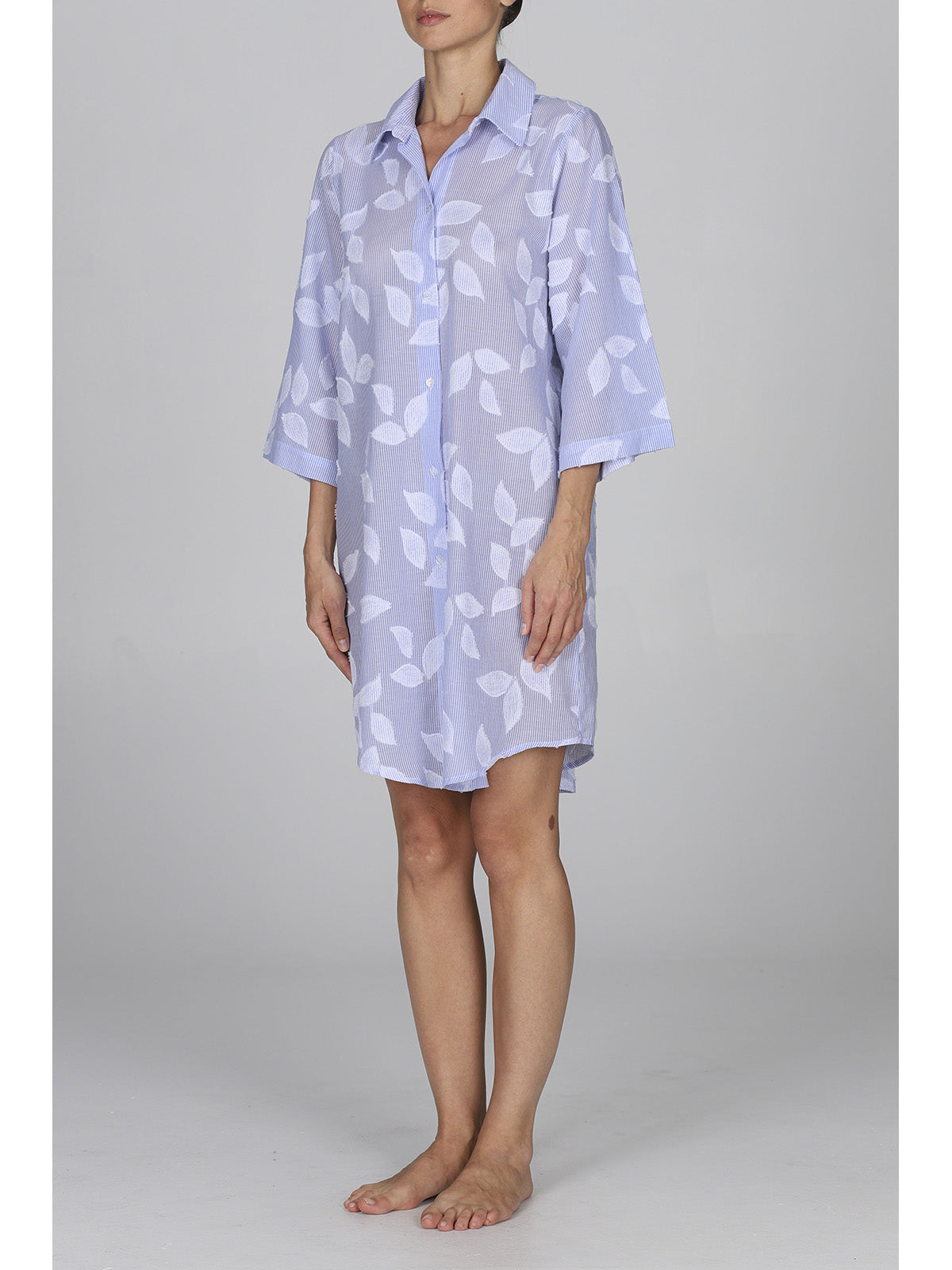 Pigiama donna corto puro cotone disegno foglie