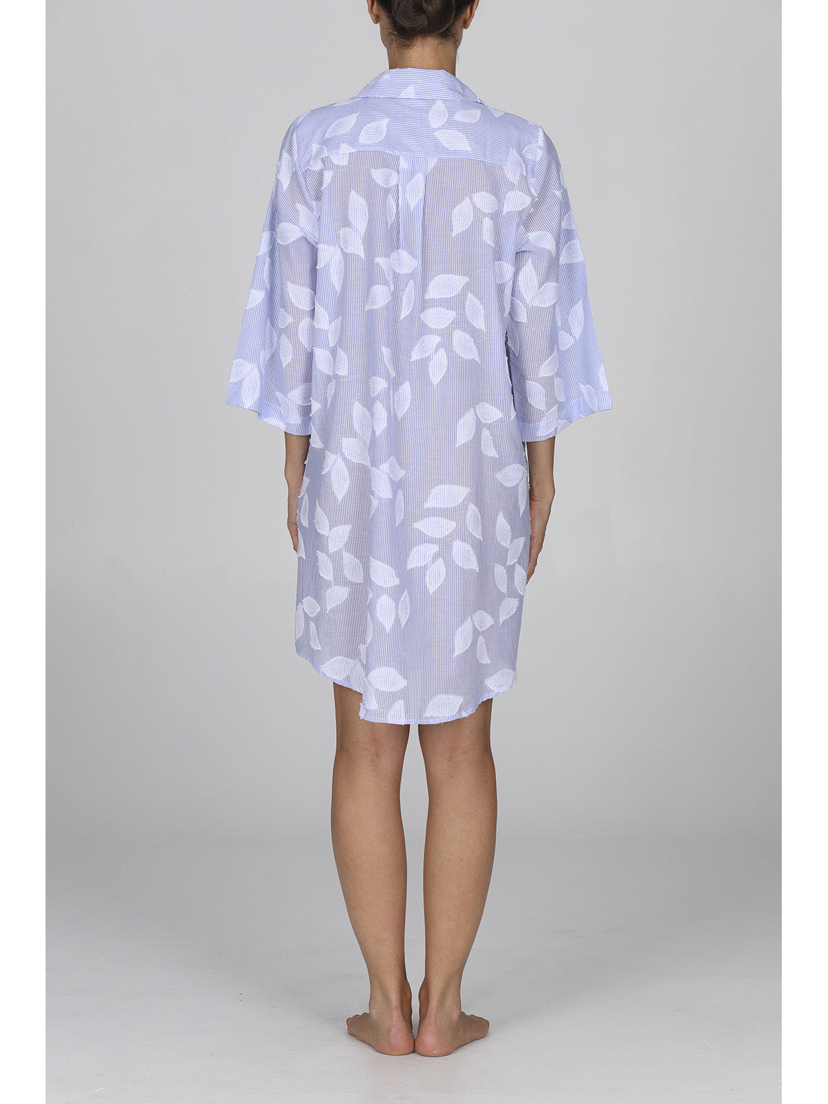 Pigiama donna corto puro cotone disegno foglie