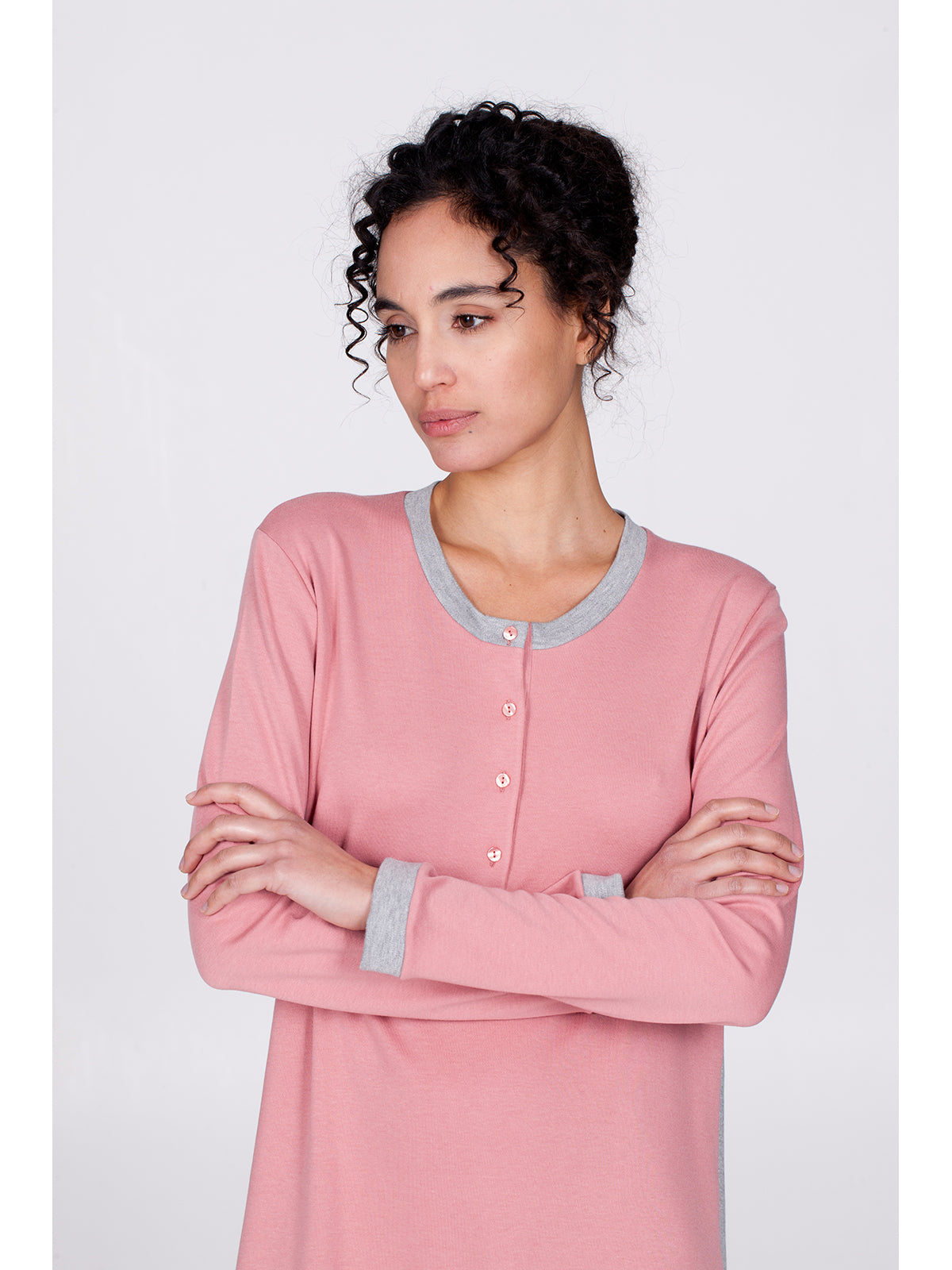 Camicia da notte con bordi a contrasto Rosa Boglietti