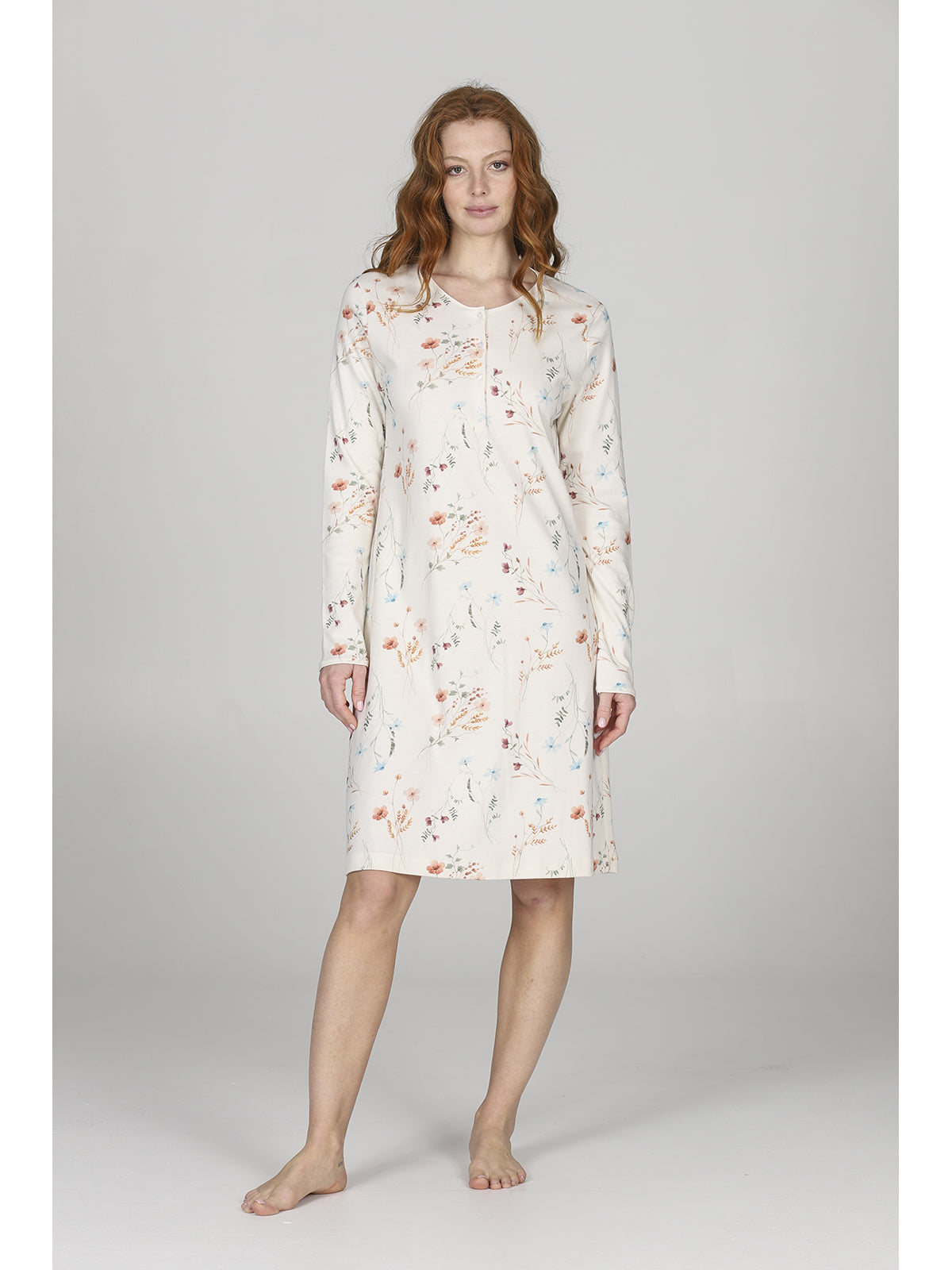 Romantica camicia da notte in interlock a fiori