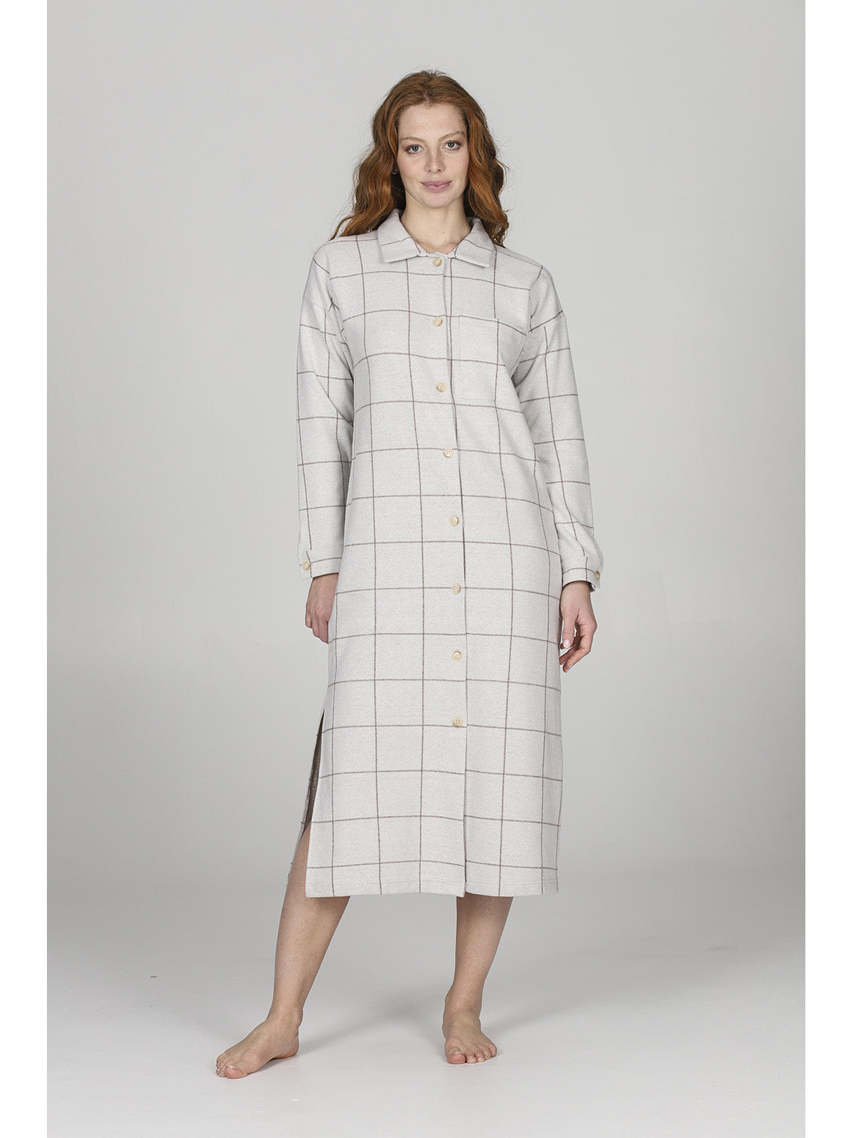 Camicia da notte lunga in jacquard
