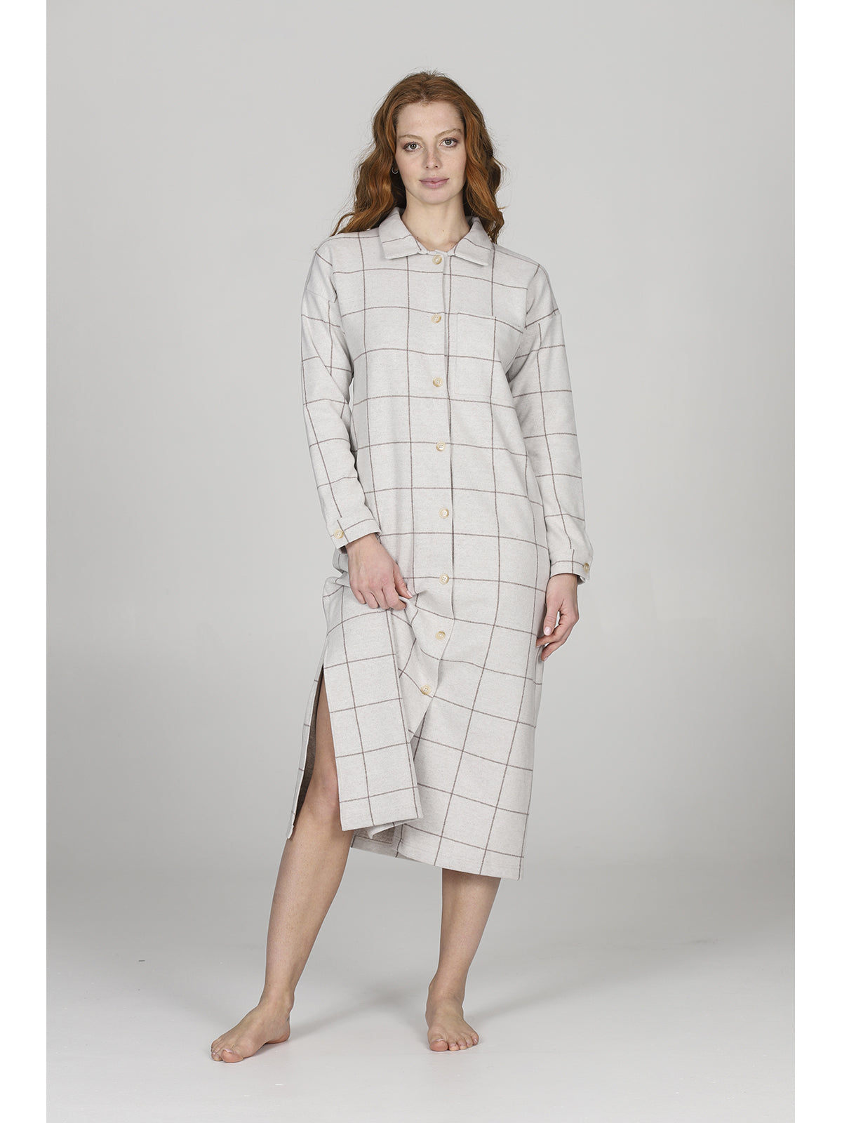 Camicia da notte lunga in jacquard