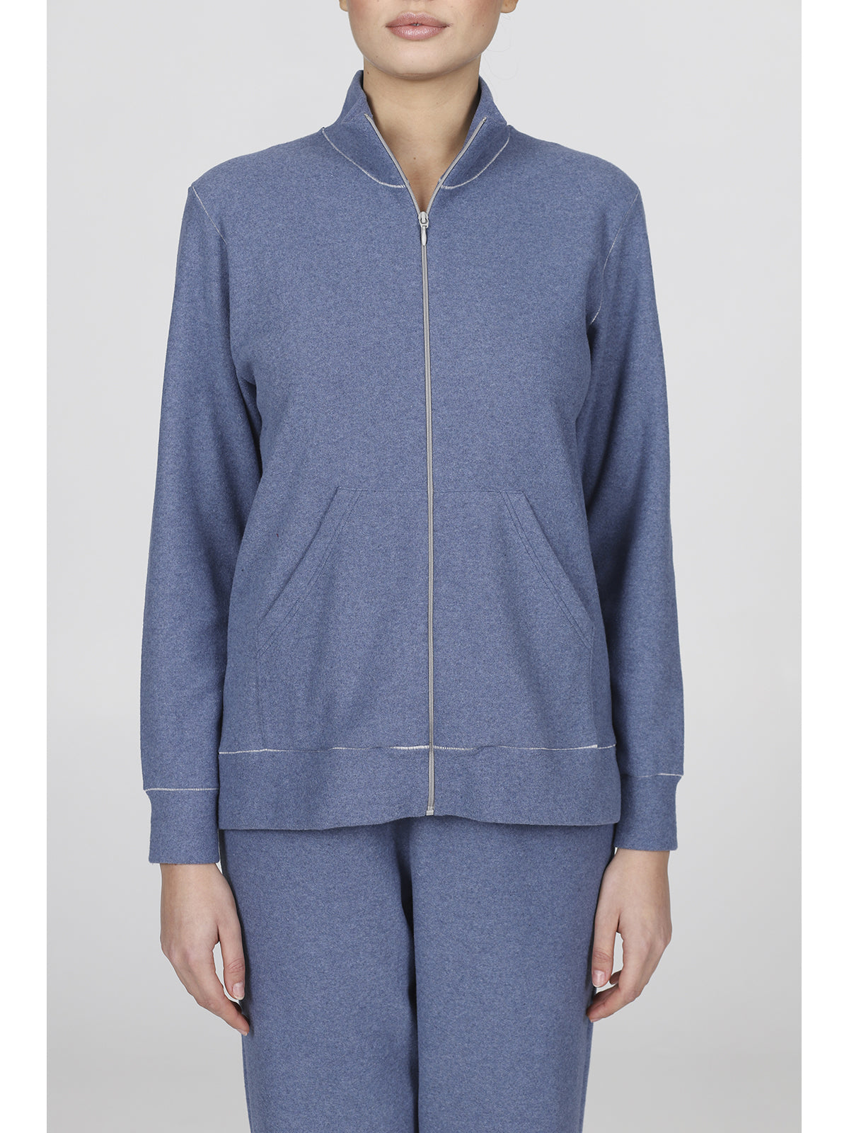 Calda tuta zip con collo alto