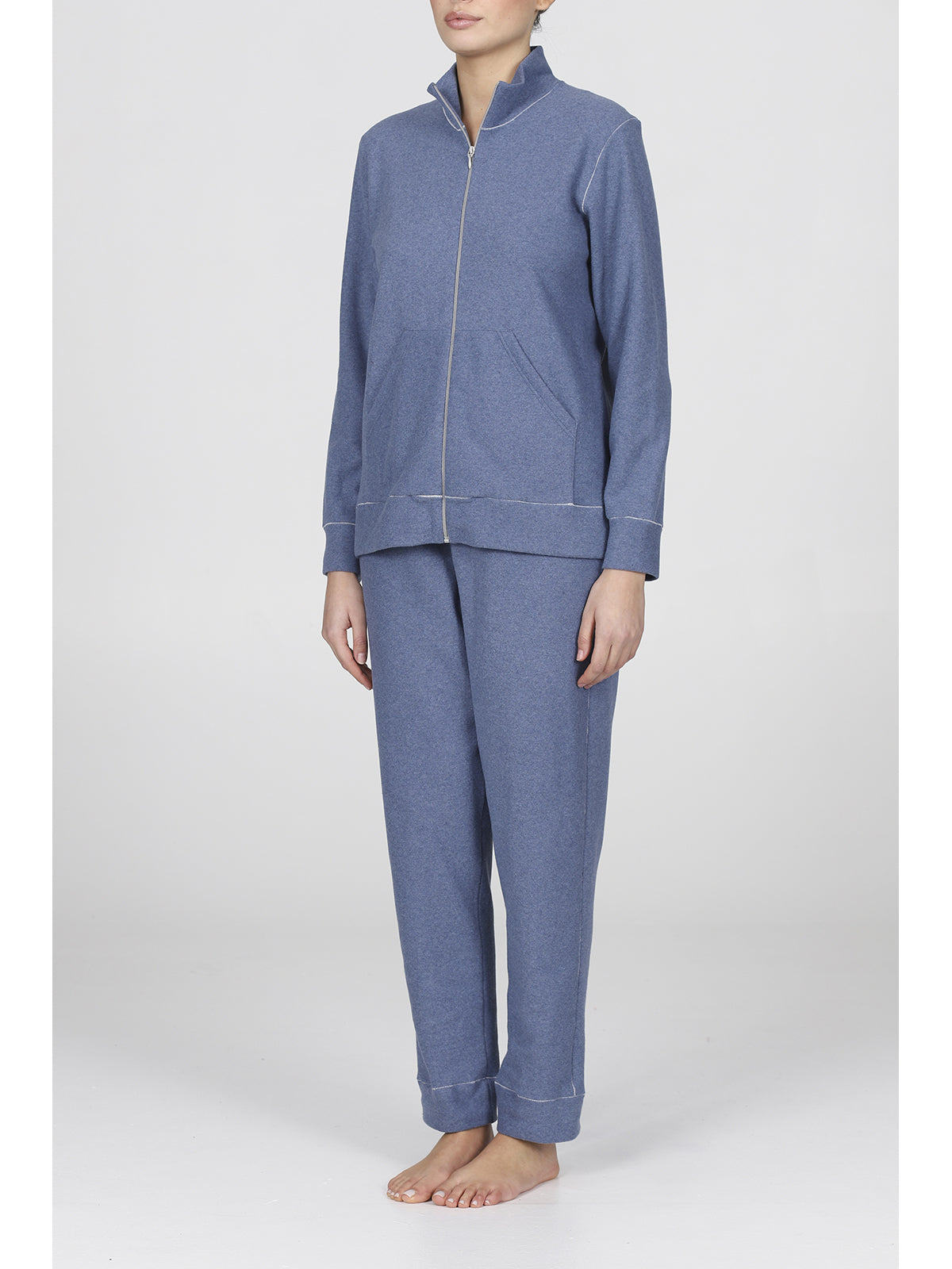 Calda tuta zip con collo alto