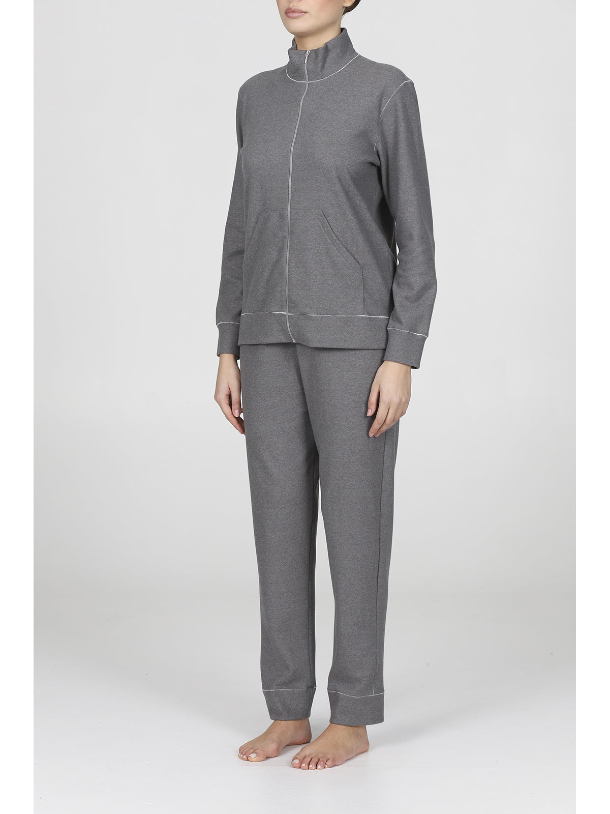 Calda tuta zip con collo alto