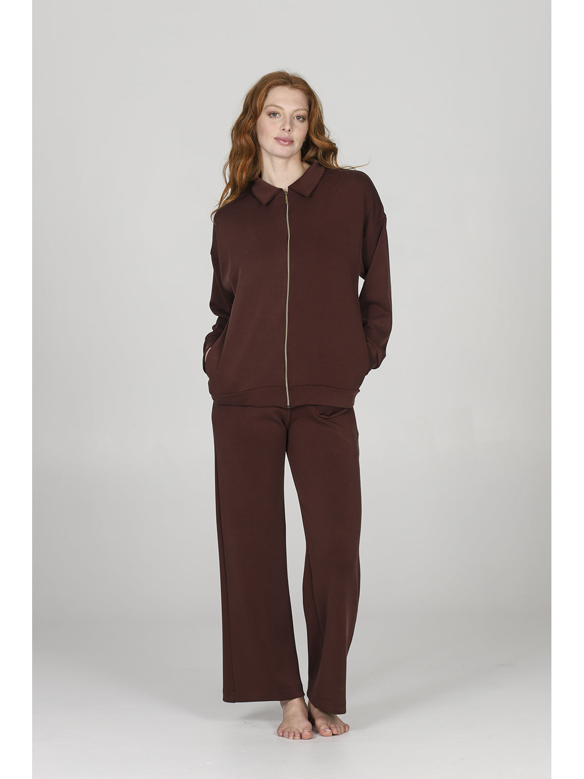 Calda tuta in viscosa con zip