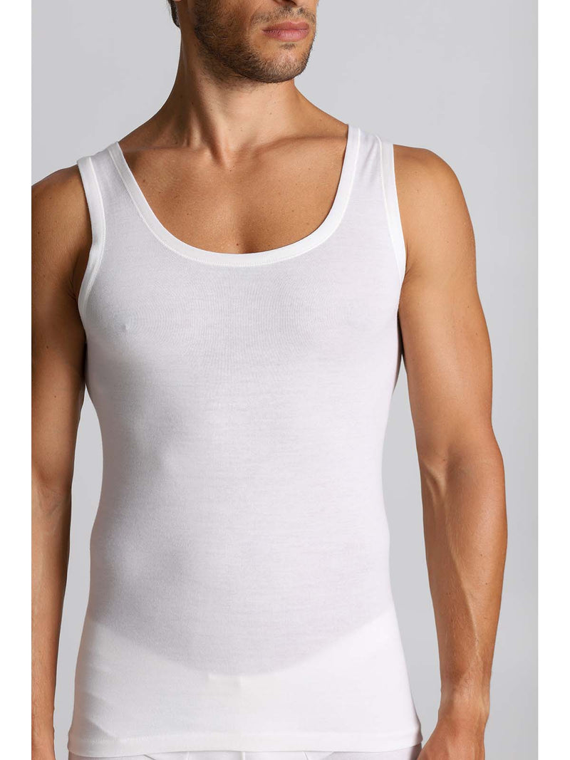 3 Canotte Donna In Cotone Interlock - Spalla Larga Con Bordo In Raso - Colori Bianco E Nero - Taglie Da S A XXXL