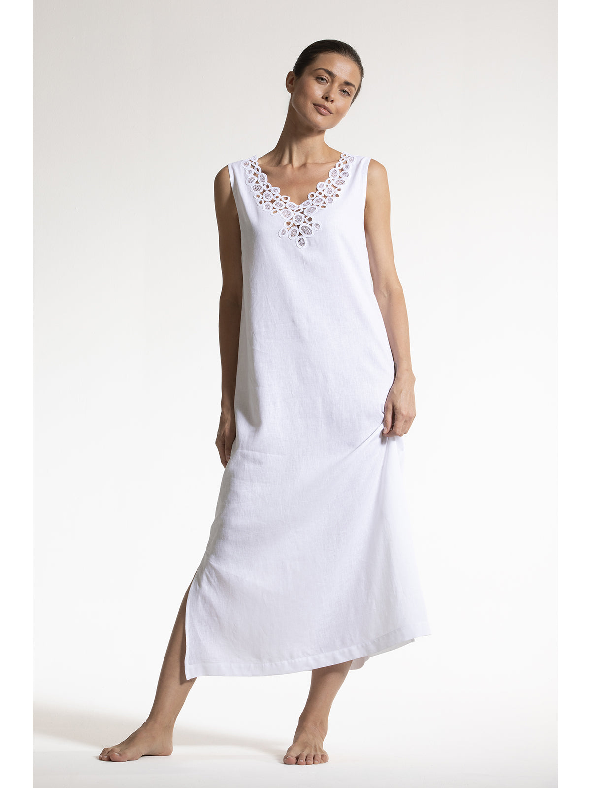 Abito donna lungo in fresco lino e bamboo