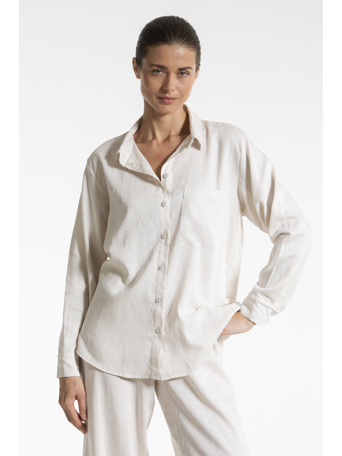 Raffinata camicia donna in lino e bamboo