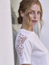 Elegante maglietta con inserto macrame' in cotone e bamboo
