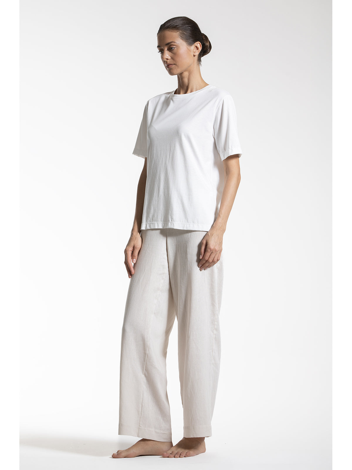 Esclusiva maglietta donna con pizzo in cotone e bamboo naturale