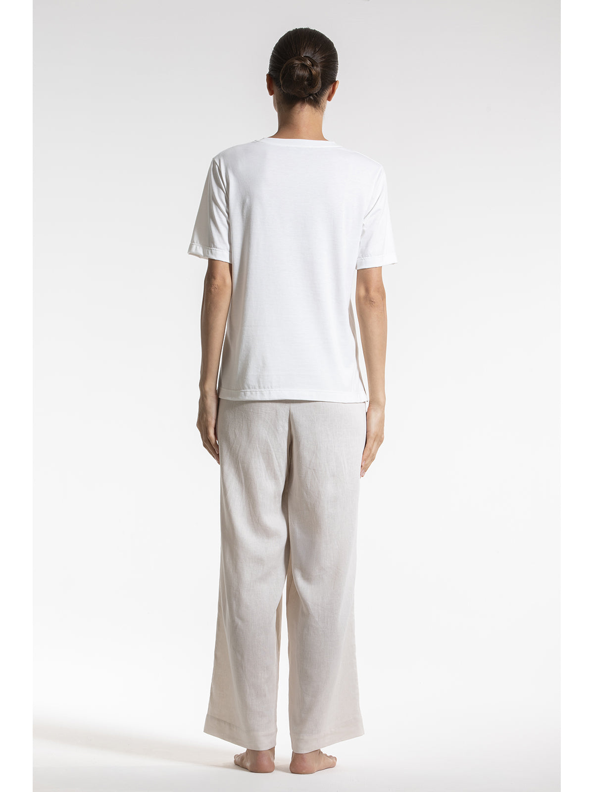 Esclusiva maglietta donna con pizzo in cotone e bamboo naturale