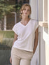 Esclusiva maglietta donna con pizzo in cotone e bamboo naturale