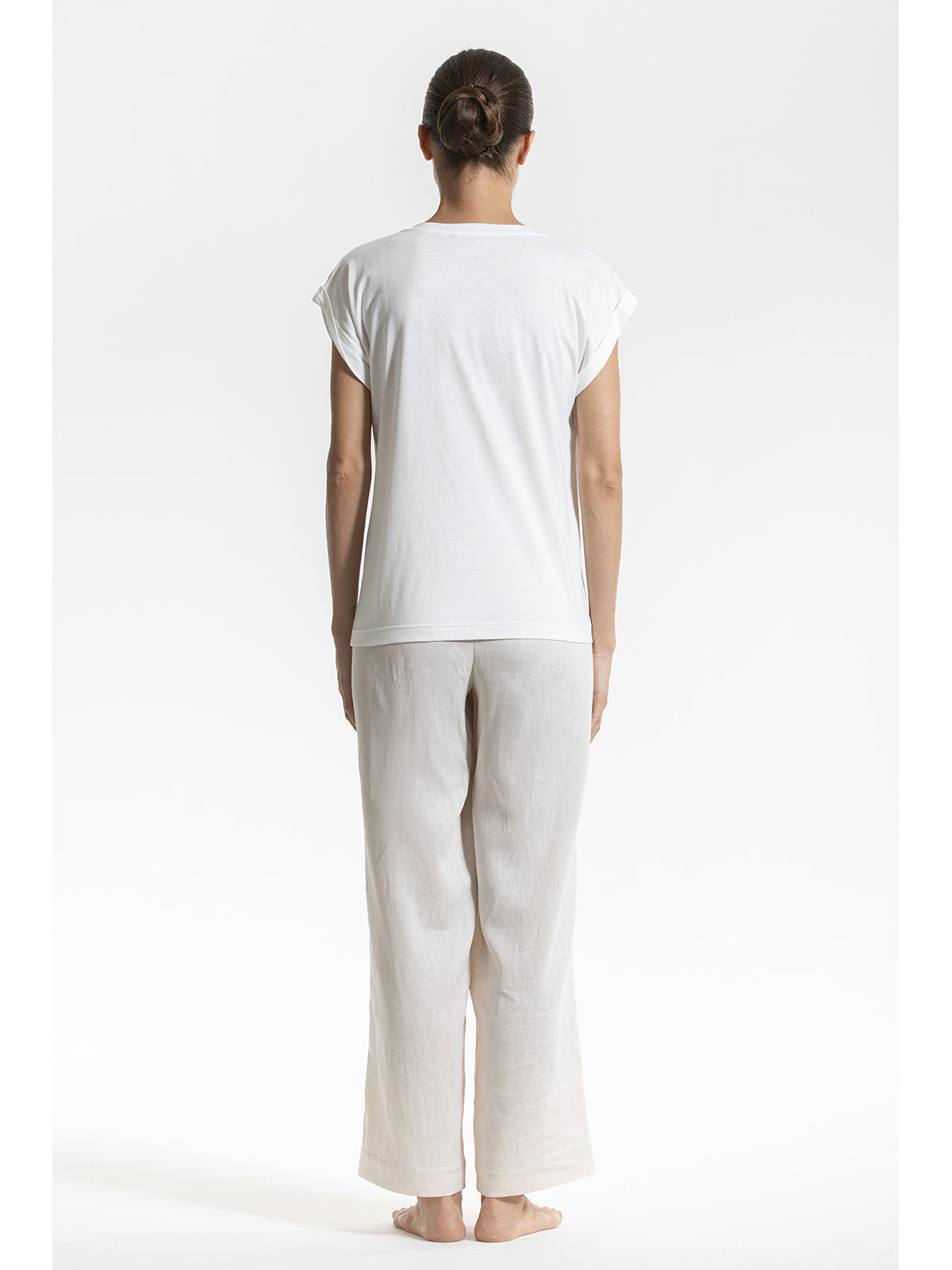 Esclusiva maglietta donna con pizzo in cotone e bamboo naturale