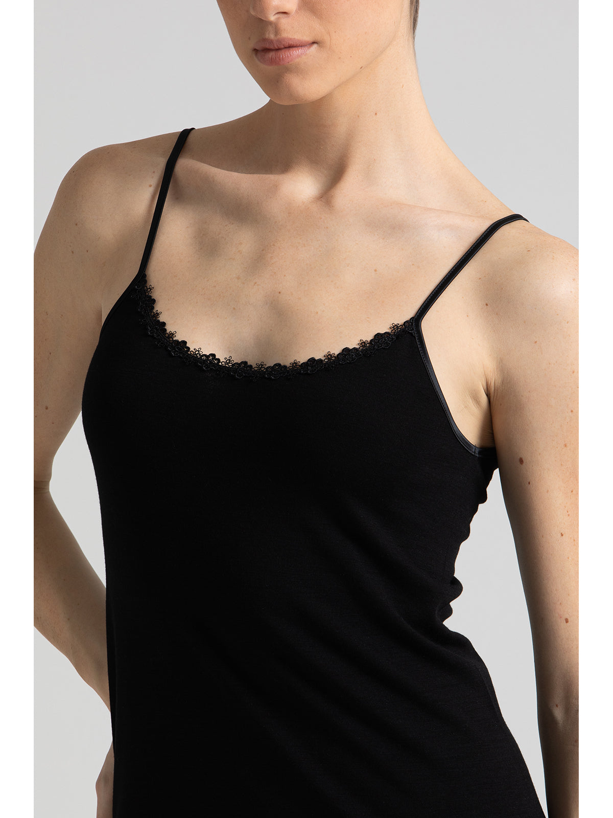 Calda canotta top in lana e cotone