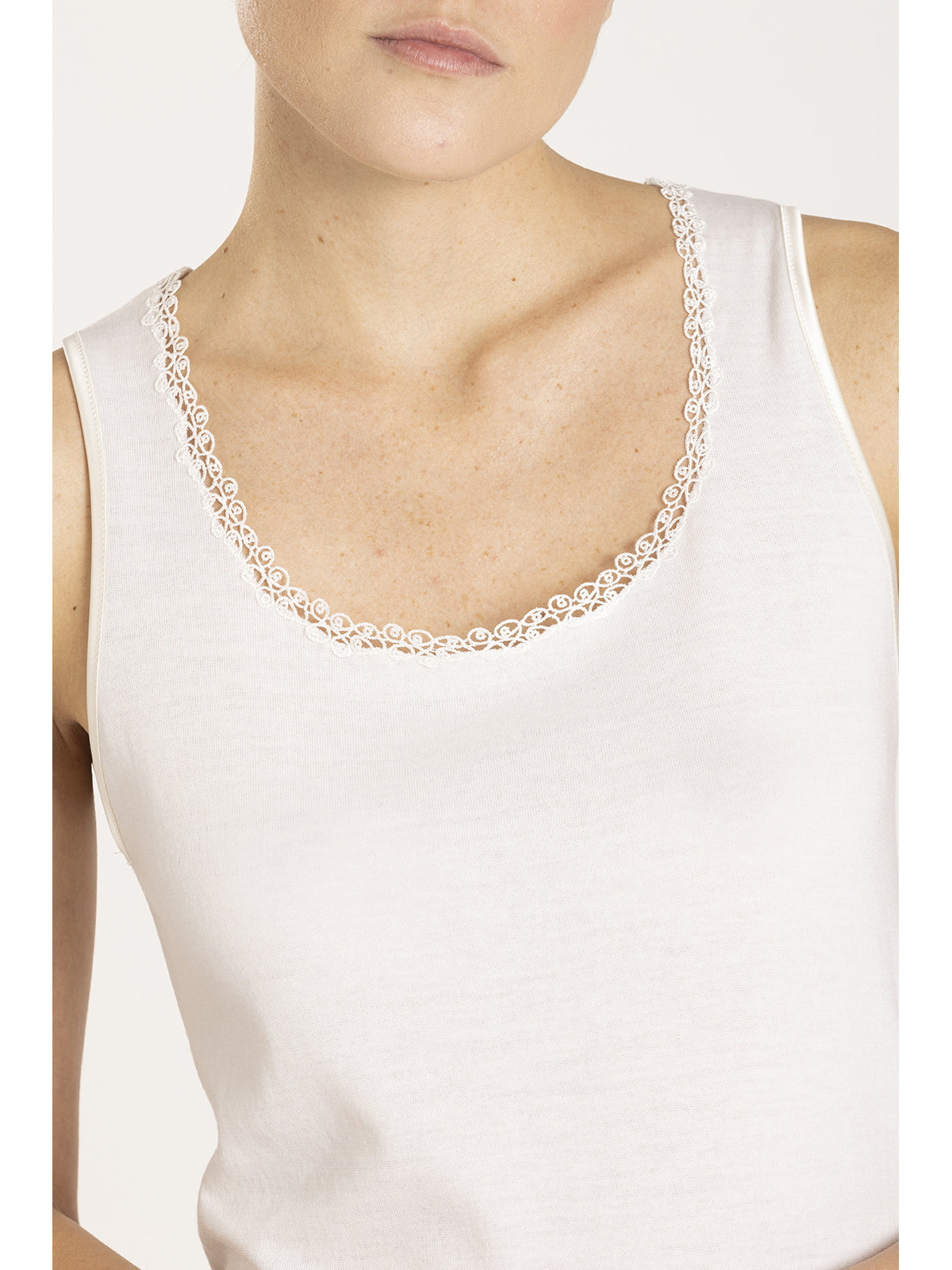 Canotta spalla larga in double intimo di lana e cotone B.co Lana Boglietti