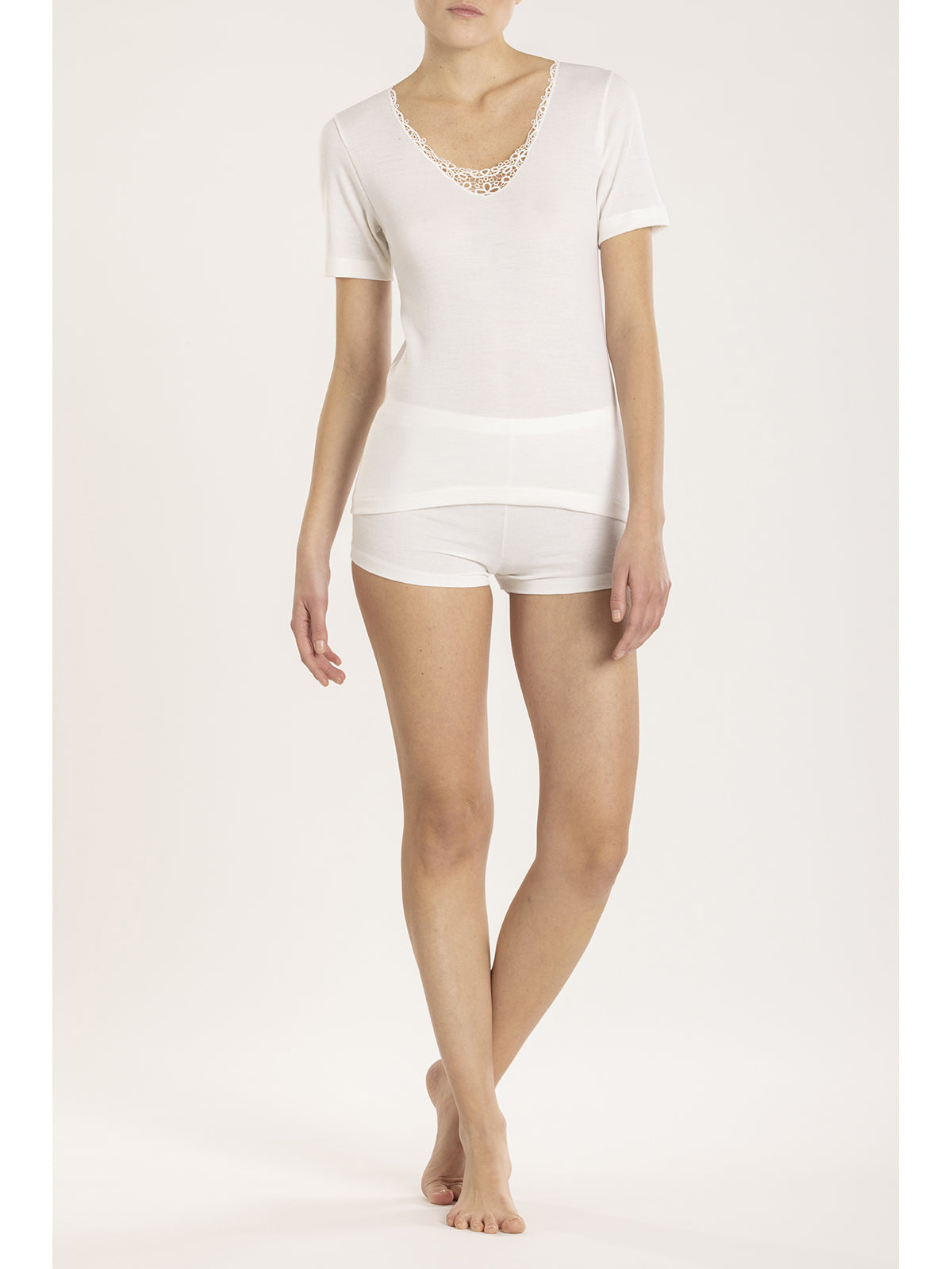 T-shirt in double intimo di lana e cotone B.co Lana Boglietti