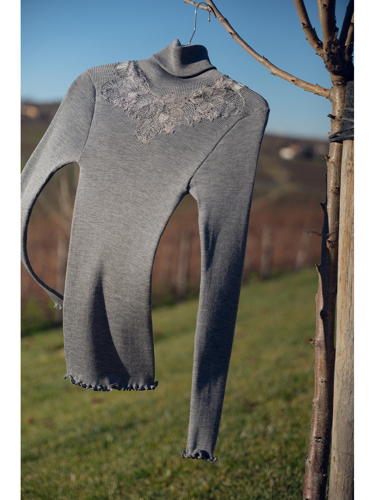 Maglietta manica lunga in lana e seta