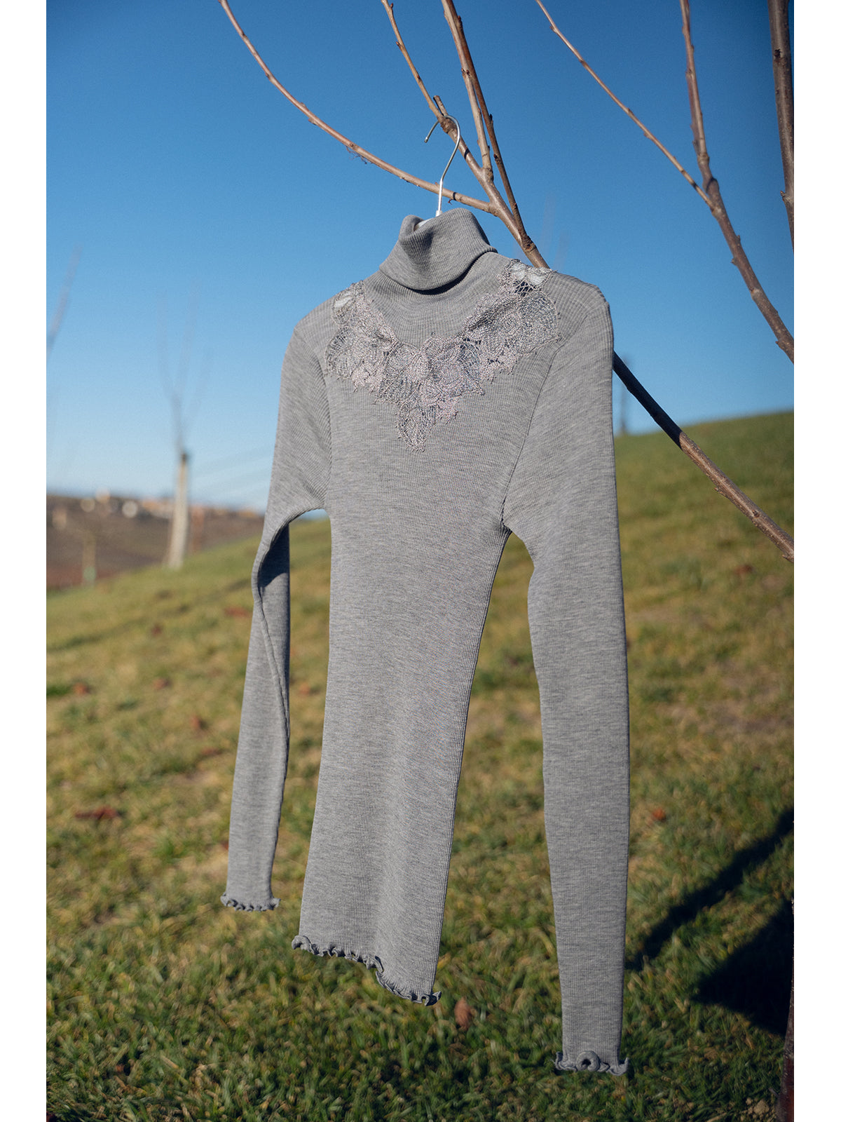 Maglietta manica lunga in lana e seta